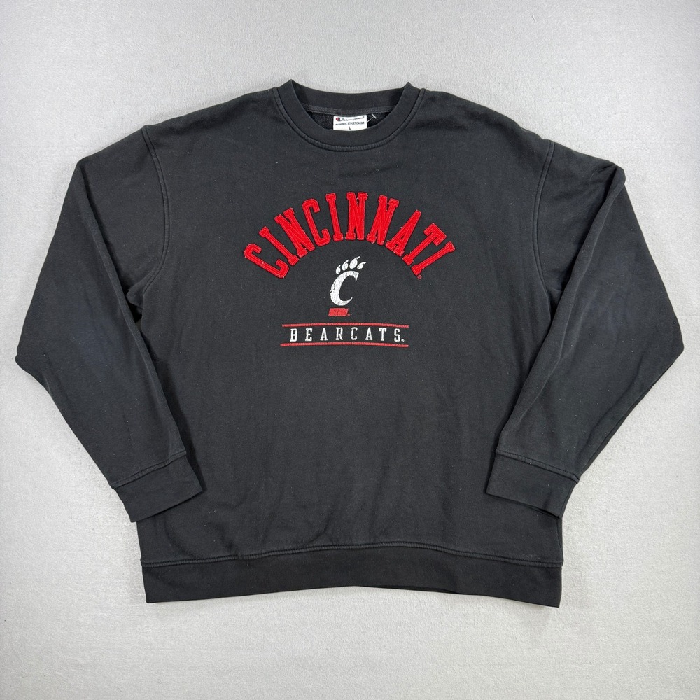 Champion Cincinnati Bearcats Sweatshirt Mens Large Black Crewneck Football NCAA